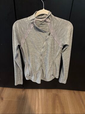 New Balance Heather Gray Asymmetric Zip Active Jacket